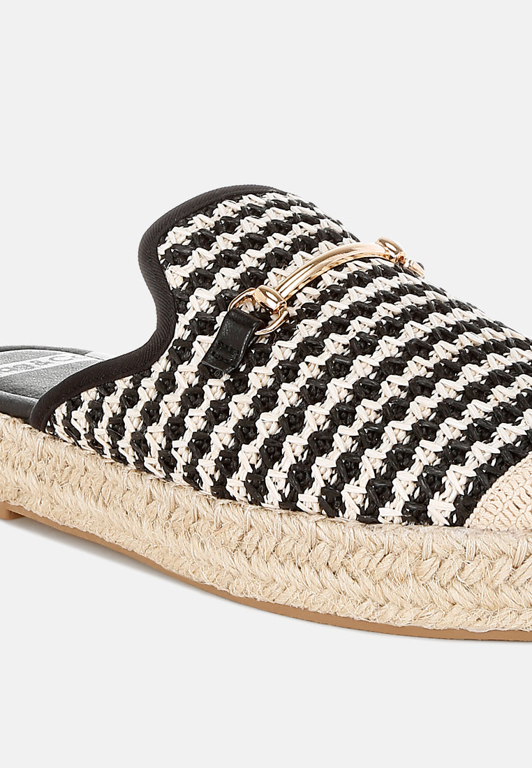 raffia slip-on mules by rag#color_black