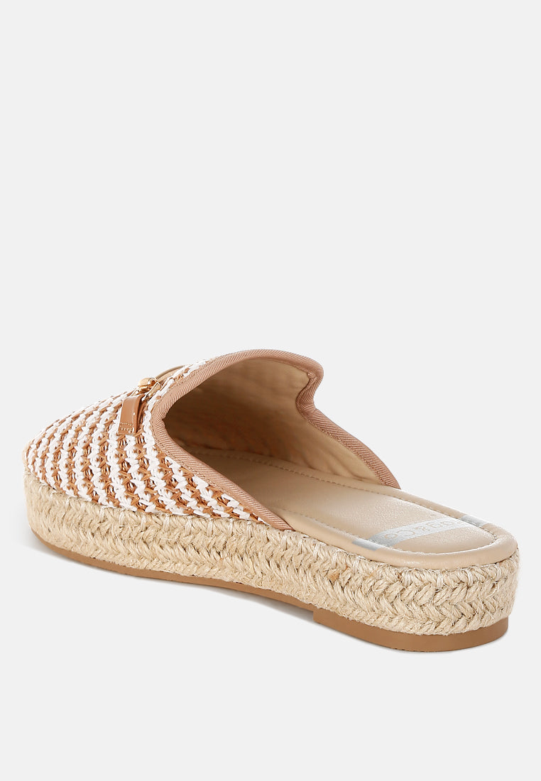 himari raffia slip-on mules by ruw#color_brown