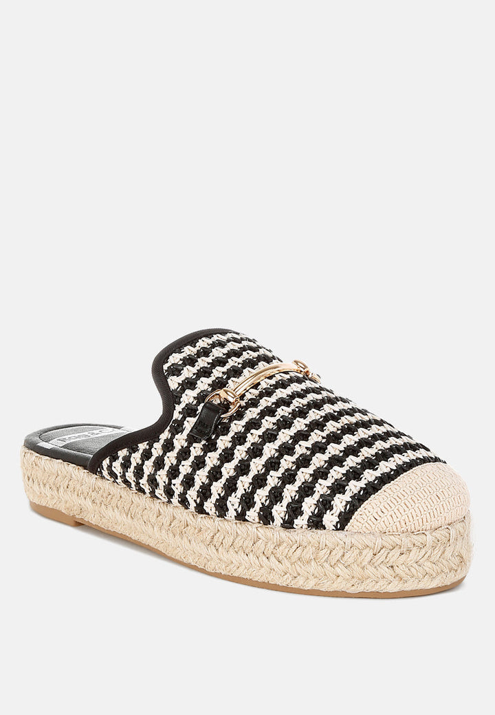himari raffia slip-on mules by ruw#color_black