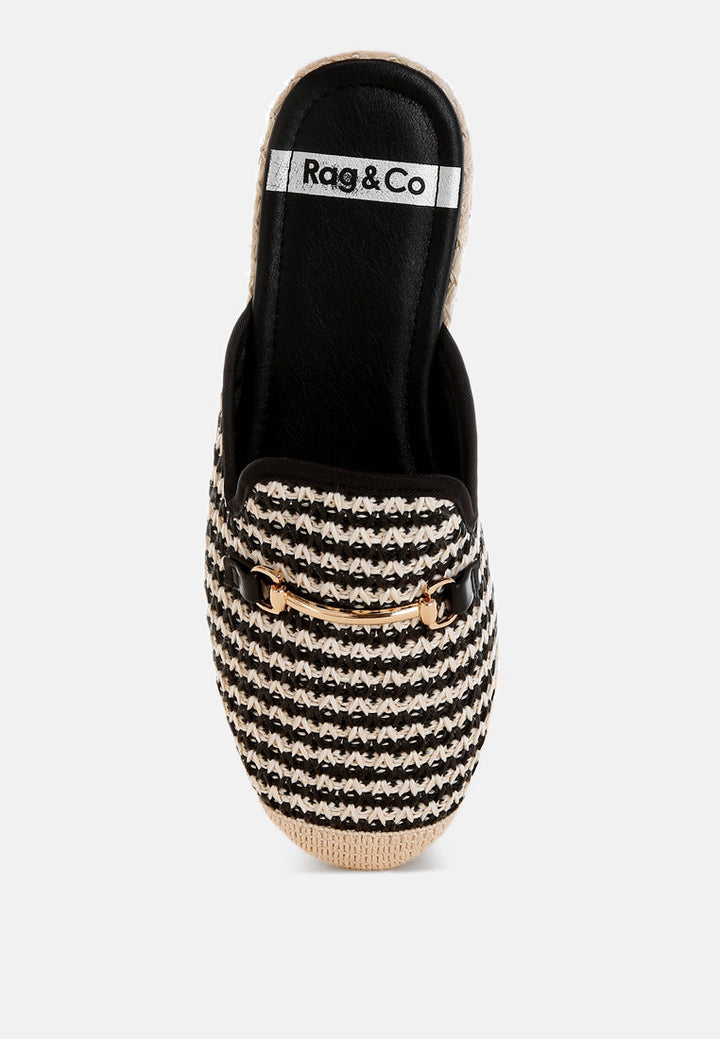 himari raffia slip-on mules by ruw#color_black