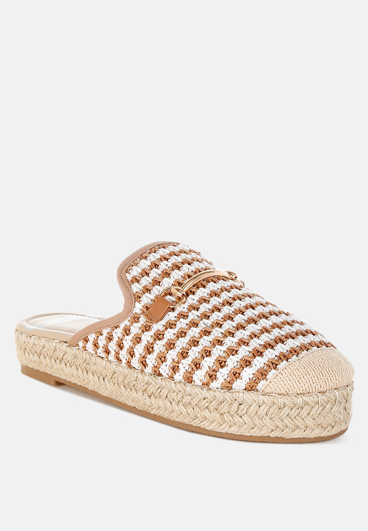 raffia slip-on mules by rag#color_brown