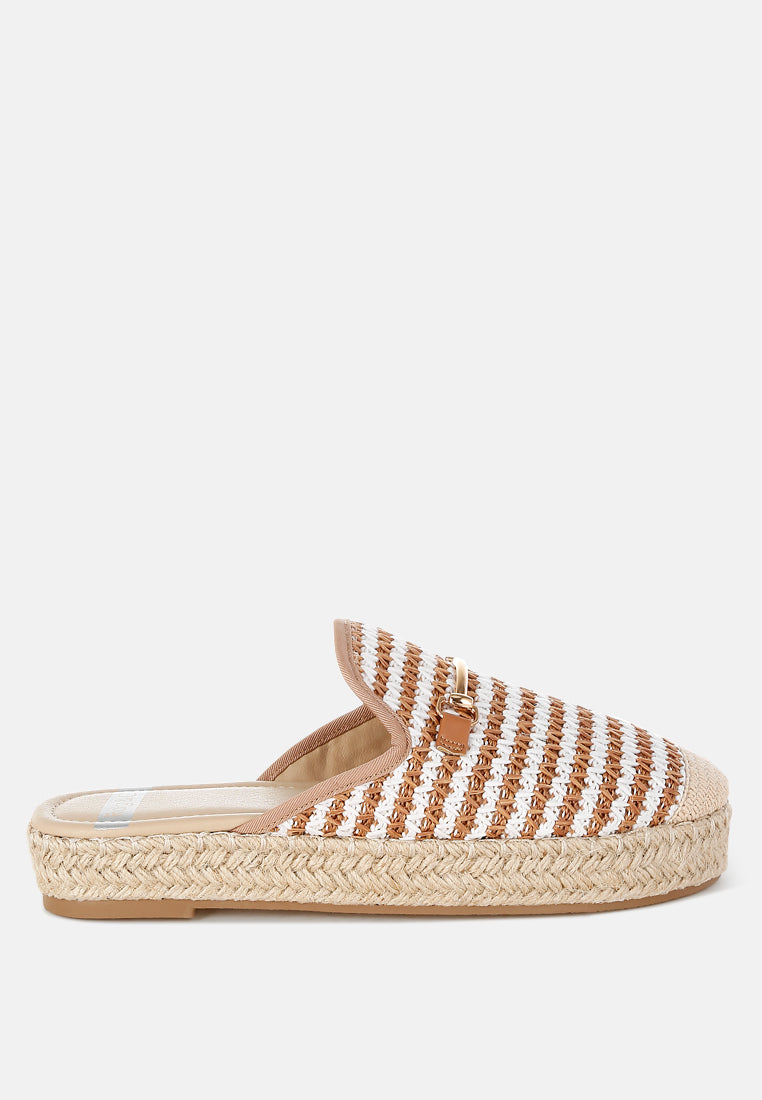 raffia slip-on mules by rag#color_brown