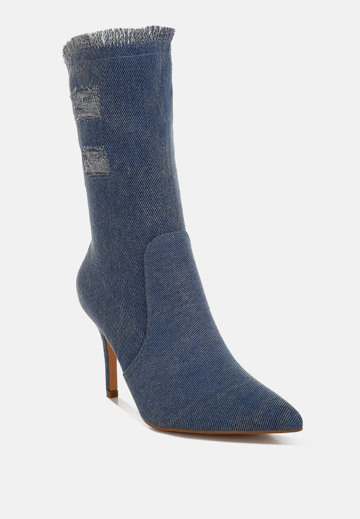 distressed denim mid-calf boots by ruw#color_denim