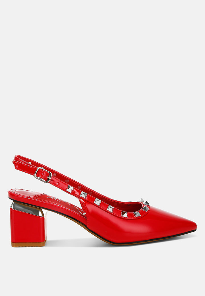 stud embellished slingback sandals by ruw#color_red