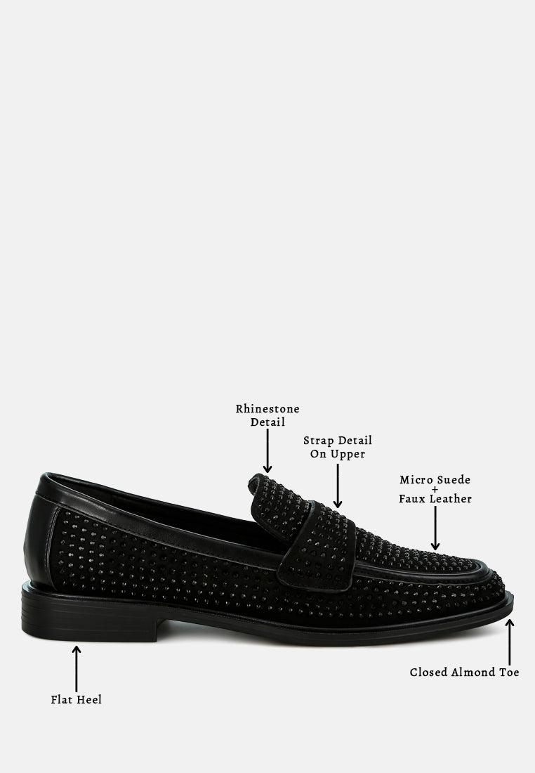 hobbs rhinestones embellished loafers#color_black