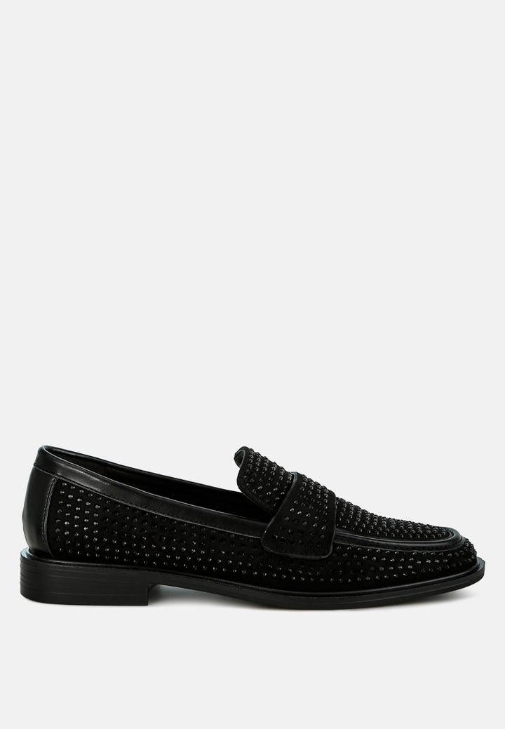 hobbs rhinestones embellished loafers#color_black