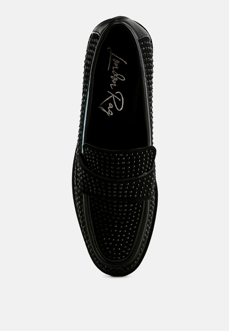 hobbs rhinestones embellished loafers#color_black