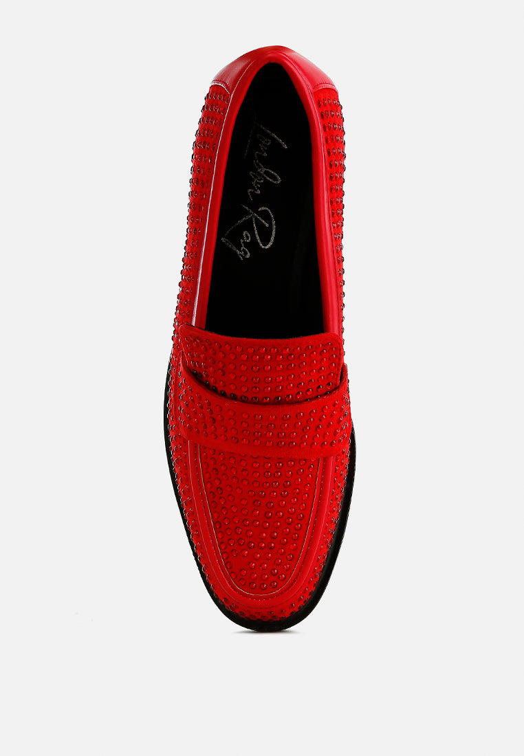 hobbs rhinestones embellished loafers#color_red