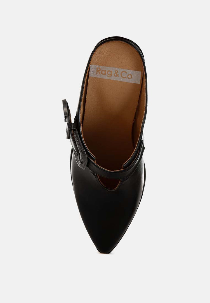 holler carved buckle statement mules#color_black