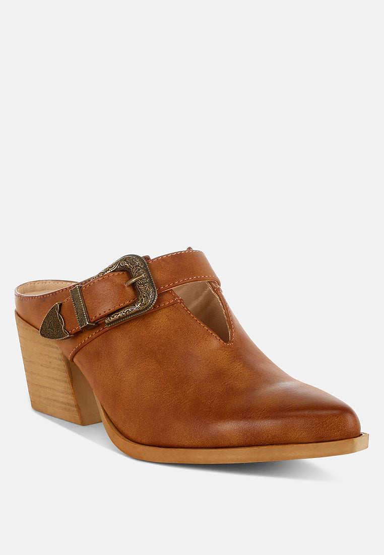 holler carved buckle statement mules#color_tan