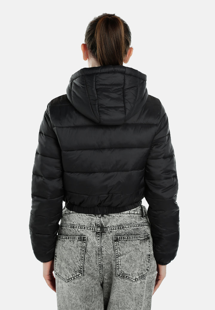 hooded puffer jacket#color_black