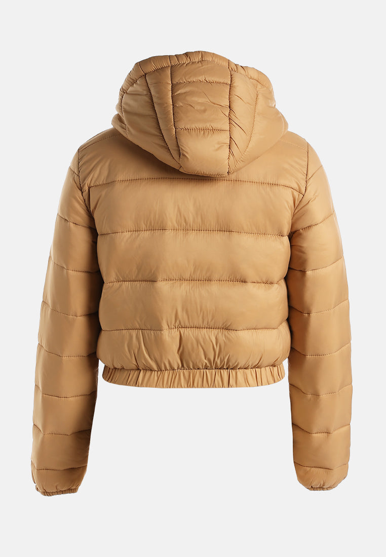 hooded puffer jacket#color_camel