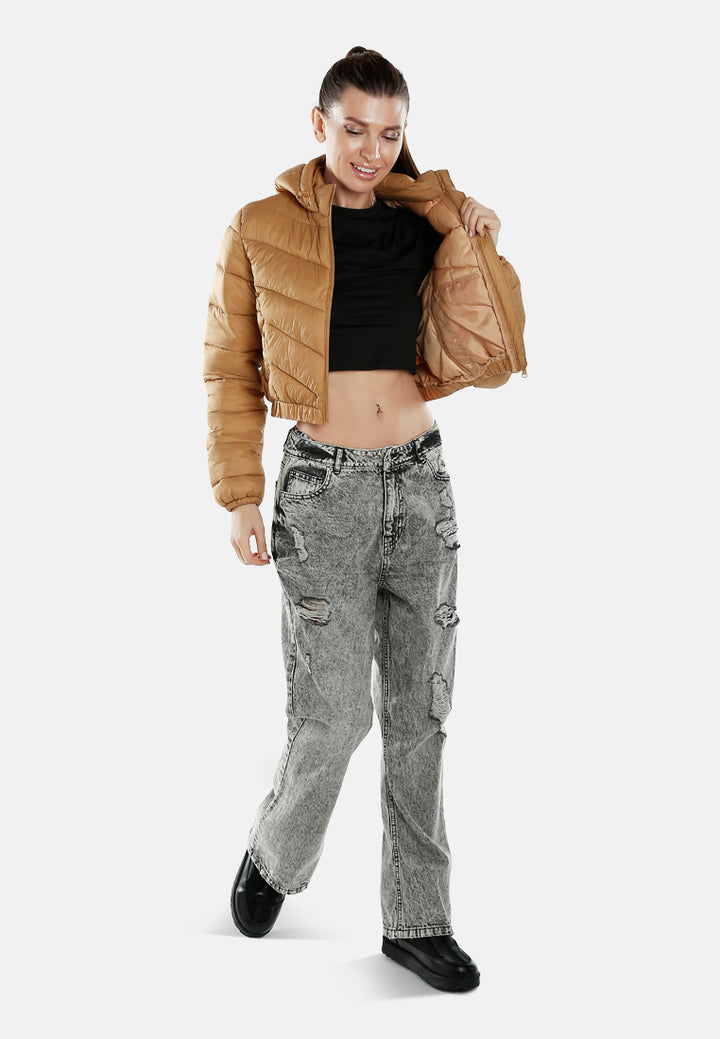 hooded puffer jacket#color_camel