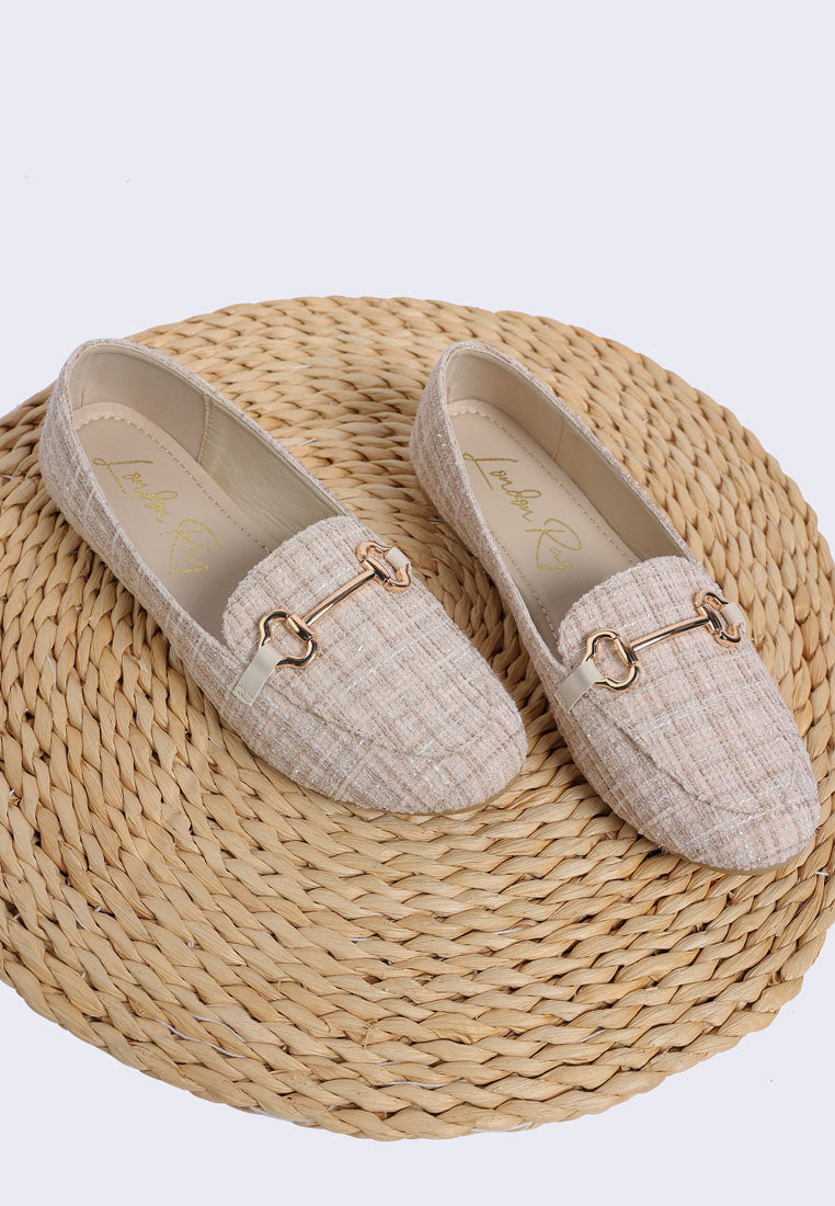 drairi horsebit detail tweed loafers#color_beige