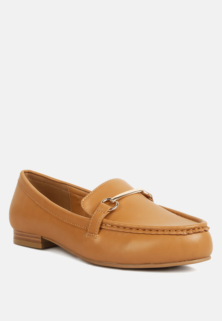 horsebit faux leather loafers#color_cognac