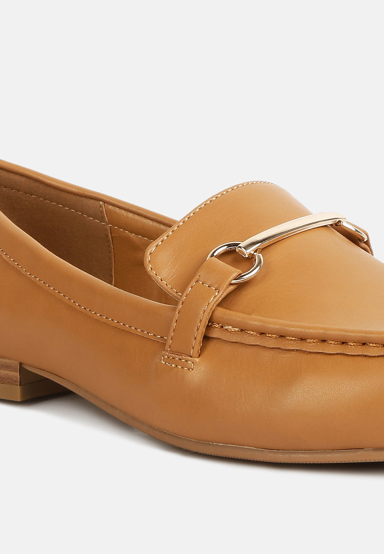horsebit faux leather loafers
