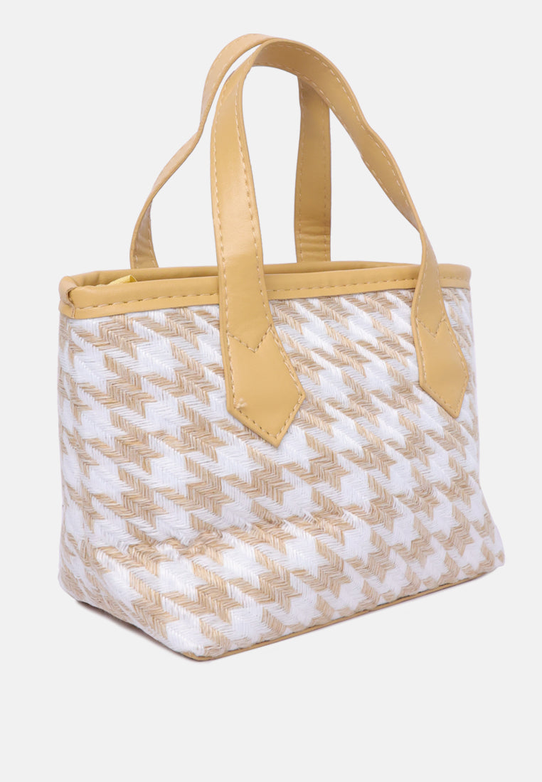 houndstooth pattern handbag#color_yellow