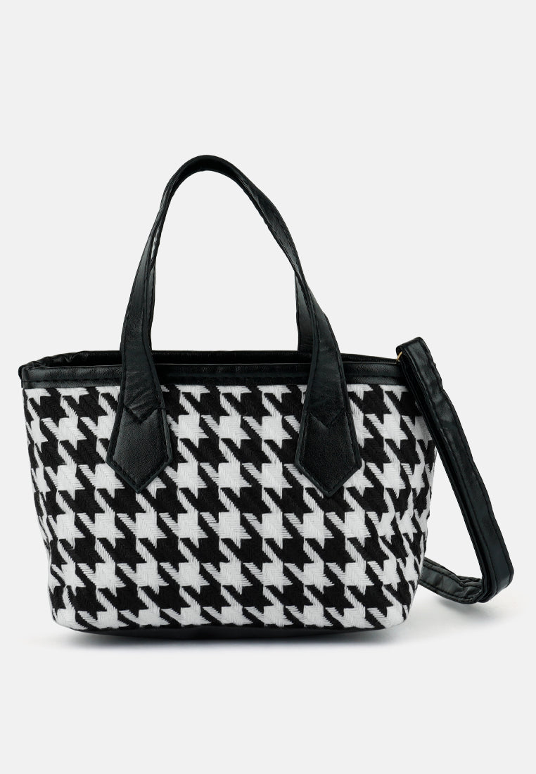 houndstooth pattern handbag#color_black
