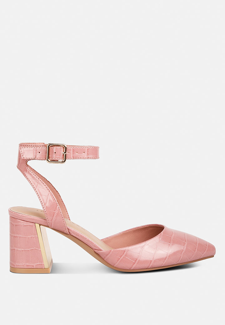 hyatt metallic sling block heel sandals by ruw#color_pink