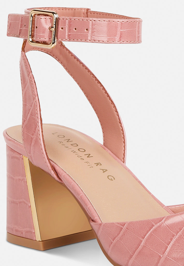 hyatt metallic sling block heel sandals#color_pink