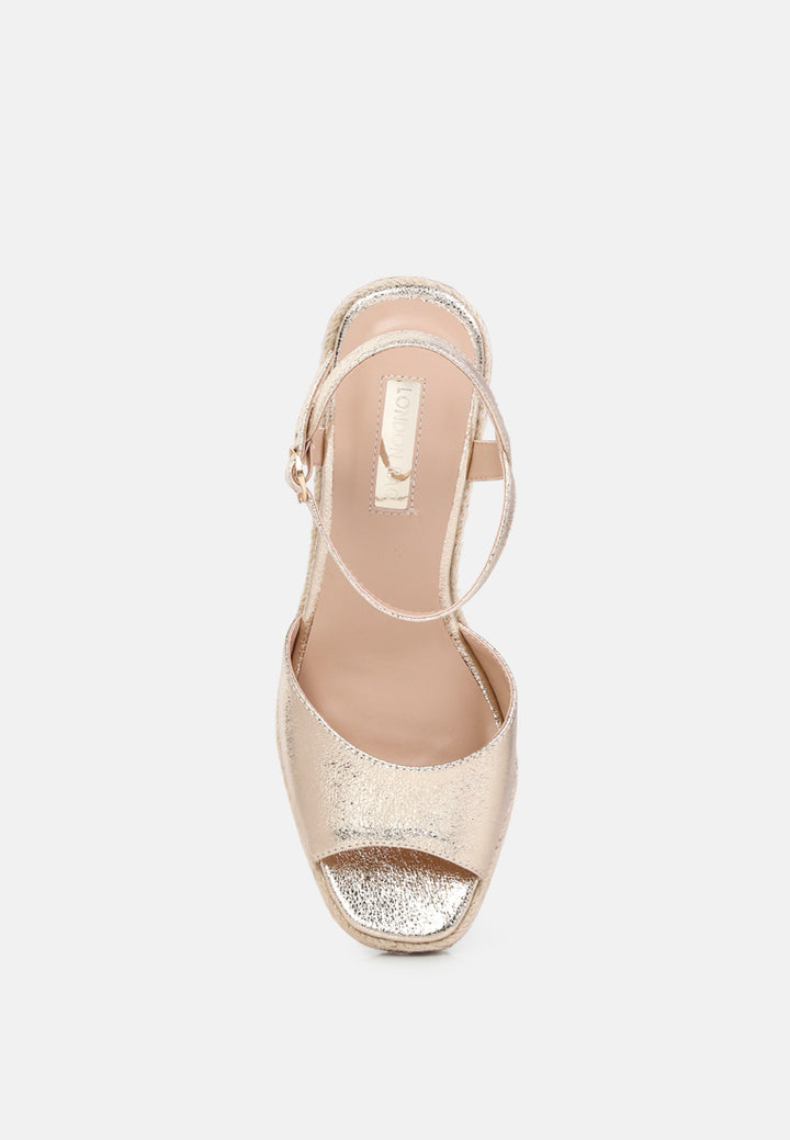 emma ankle strap espadrille wedges heel sandal#color_gold