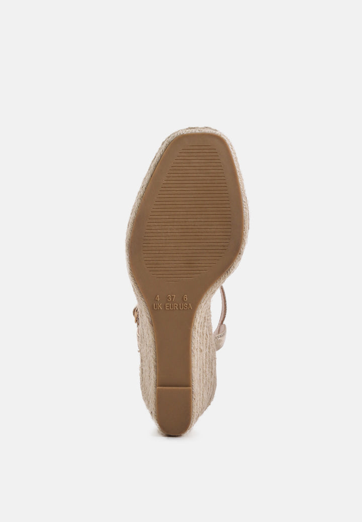 emma ankle strap espadrille wedges heel sandal#color_gold