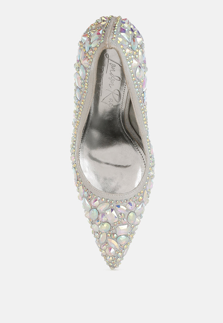 diamante & rhinestone embellishments pumps by ruw#color_silver