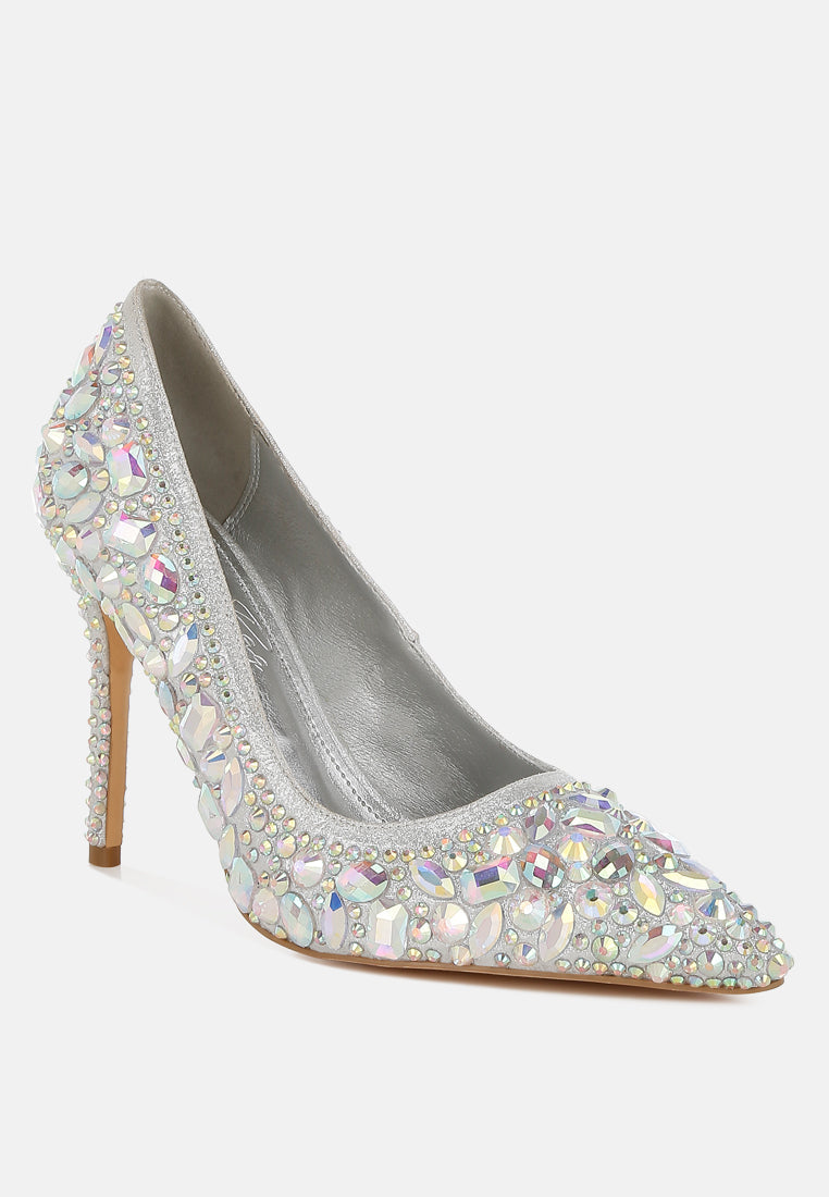 diamante & rhinestone embellishments pumps by ruw#color_silver