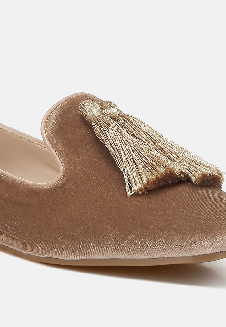 iconic tassel detail velvet loafers by ruw#color_beige