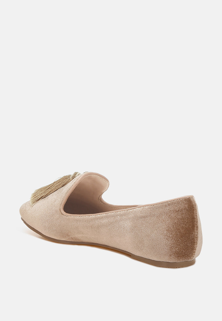 iconic tassel detail velvet loafers by ruw#color_beige