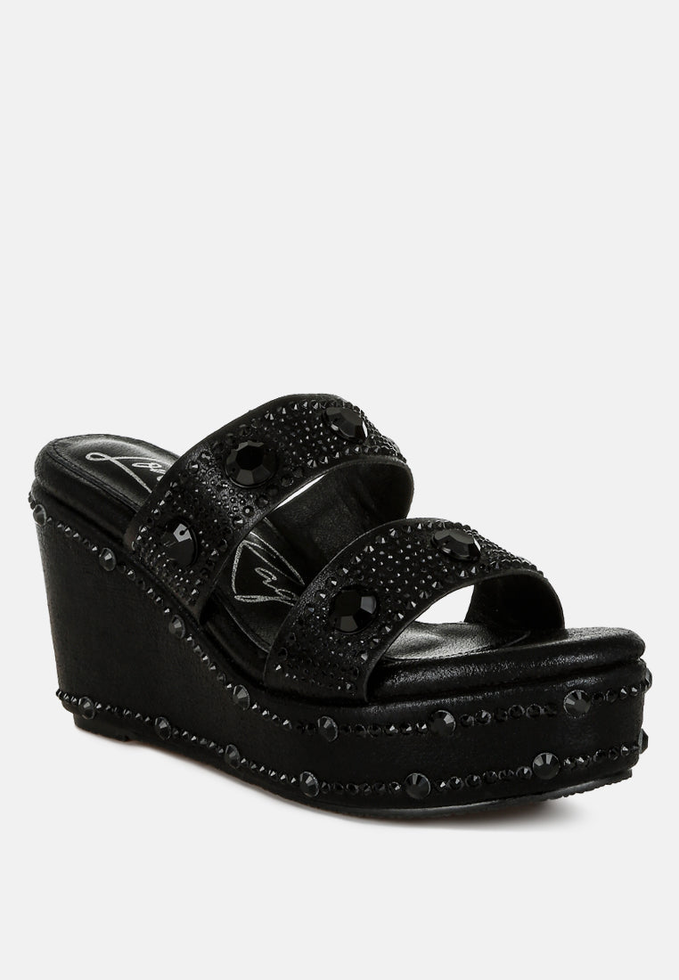 iki diki rhinestone & diamante wedge sandals#color_black