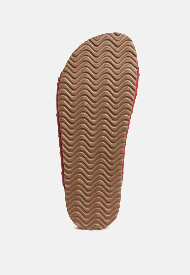 impala studded faux leather slip ons#color_red