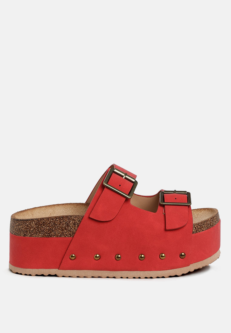 impala studded faux leather slip ons#color_red