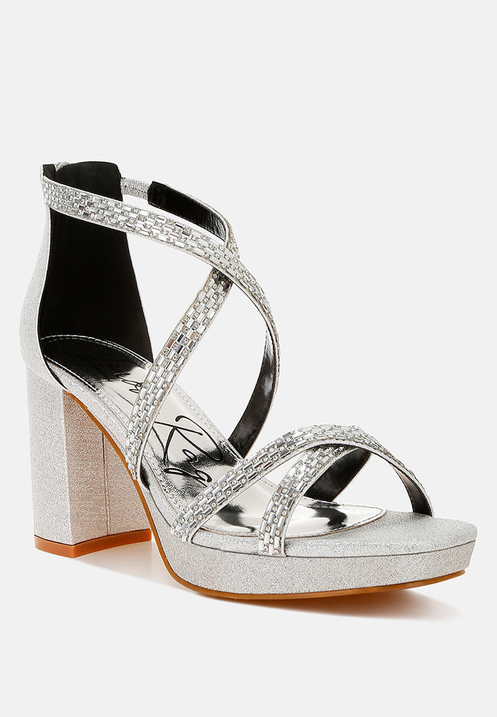 infatuated rhinestones embellished strappy sandals#color_silver