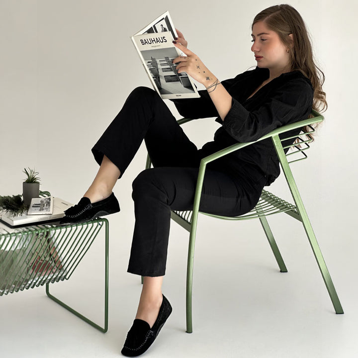 suede round toe tassel loafers by ruw#color_black