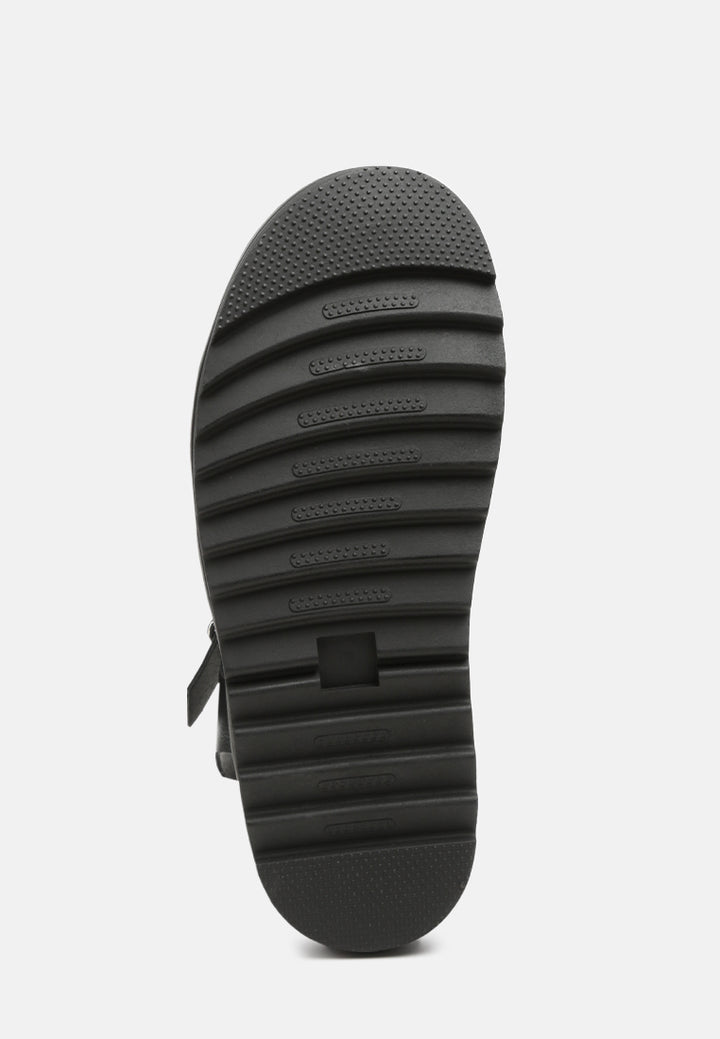 black jim dual strap platforms with buckle Closure#color_black