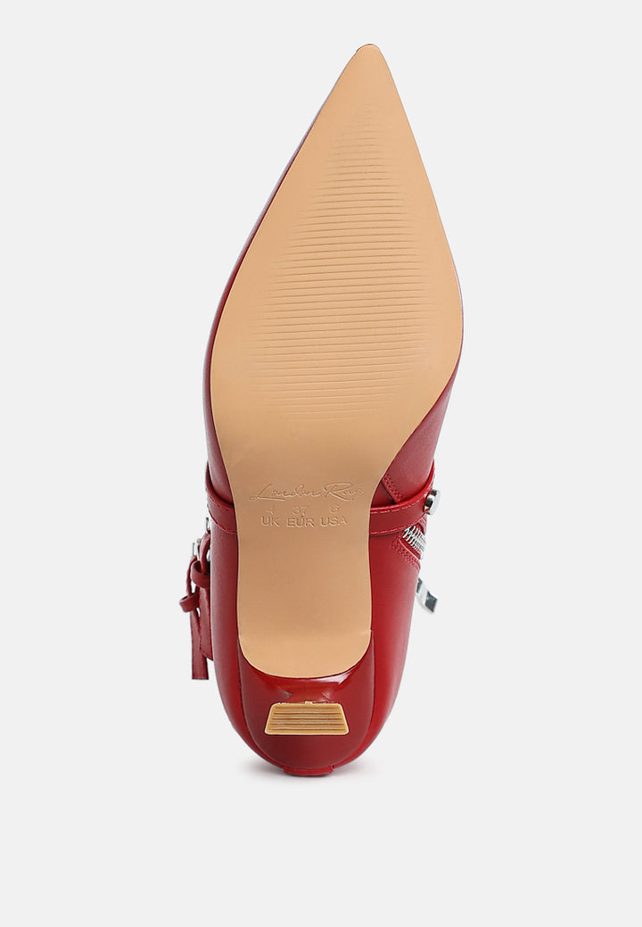 jacinta slim flared heel strappy boots#color_red