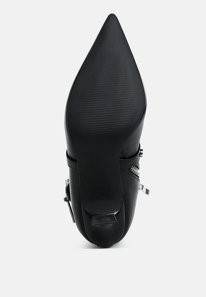 jacinta slim flared heel strappy boots#color_black