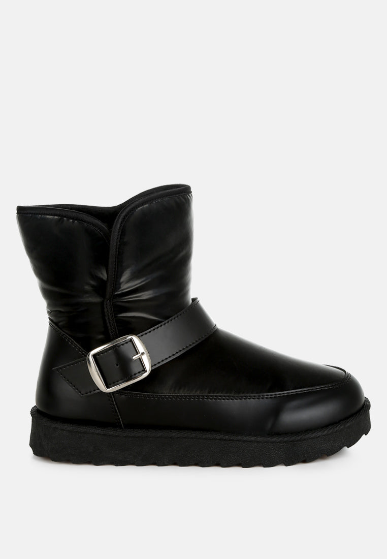 jammy buckle strap puffy ankle boots#color_black