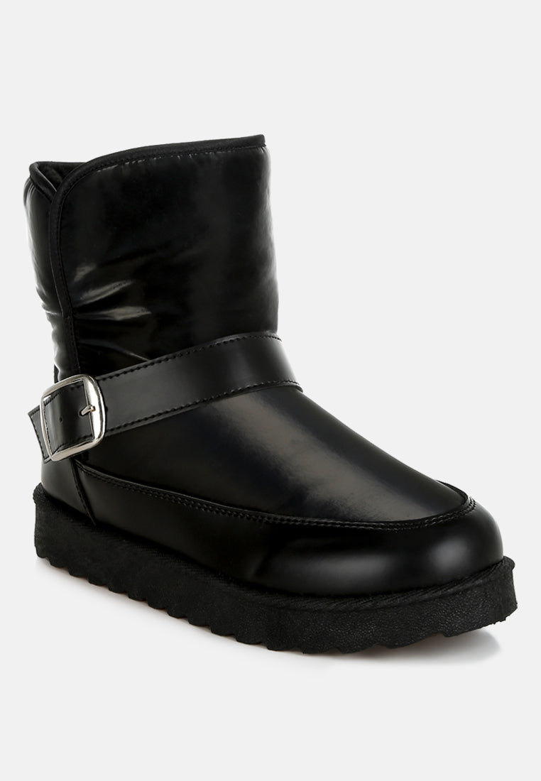 jammy buckle strap puffy ankle boots#color_black