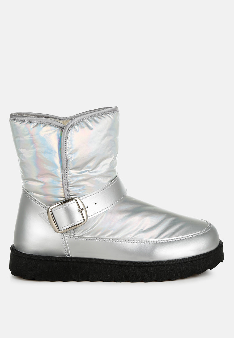 jammy buckle strap puffy ankle boots#color_silver