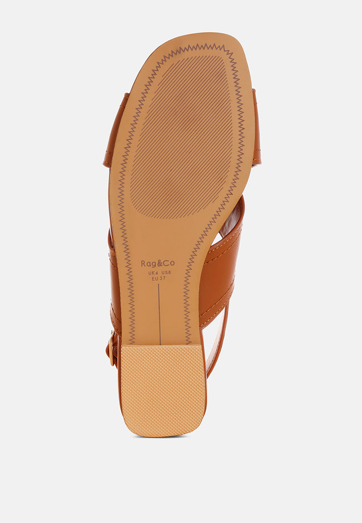 jamon classic cross-strap buckled flats by mode#color_tan