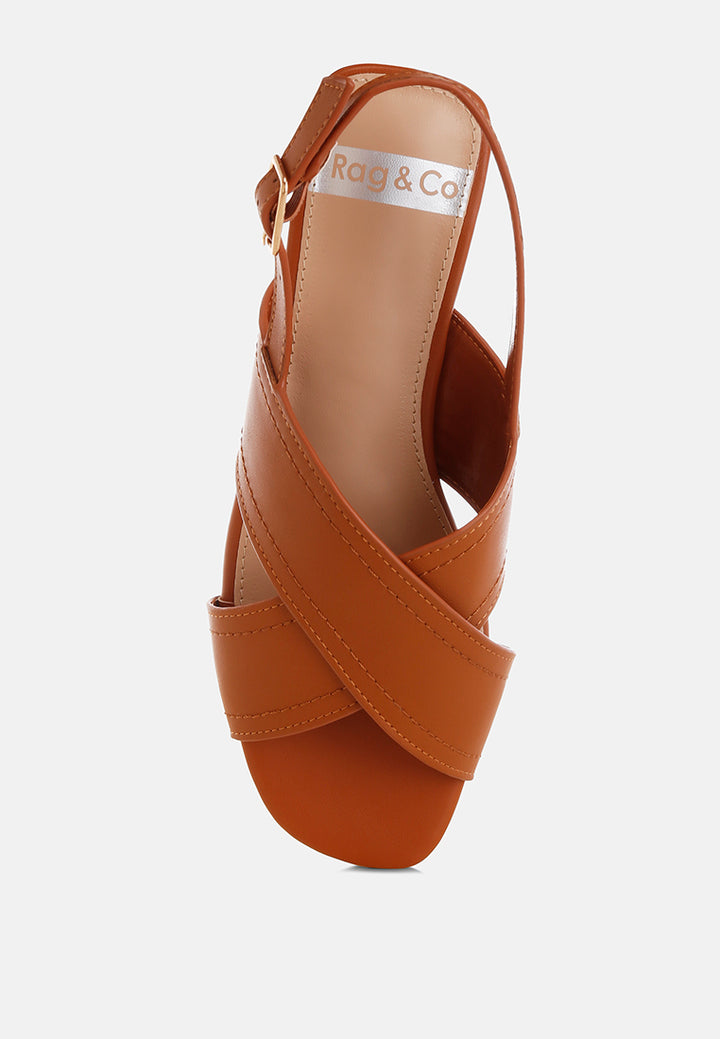 jamon classic cross-strap buckled flats by mode#color_tan