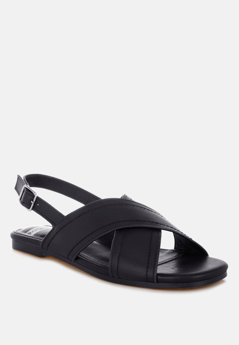 jamon classic cross-strap buckled flats by mode#color_black