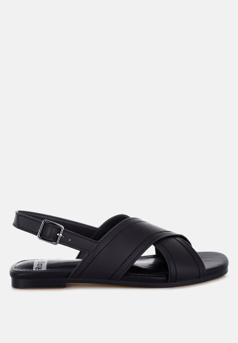 jamon classic cross-strap buckled flats by mode#color_black