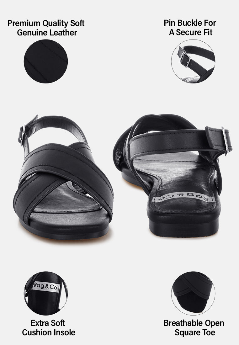 jamon classic cross-strap buckled flats by mode#color_black