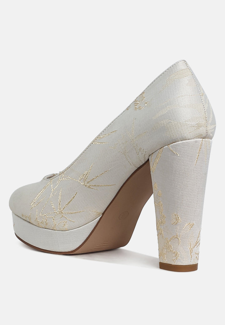 platform block heel pumps by mode#color_beige