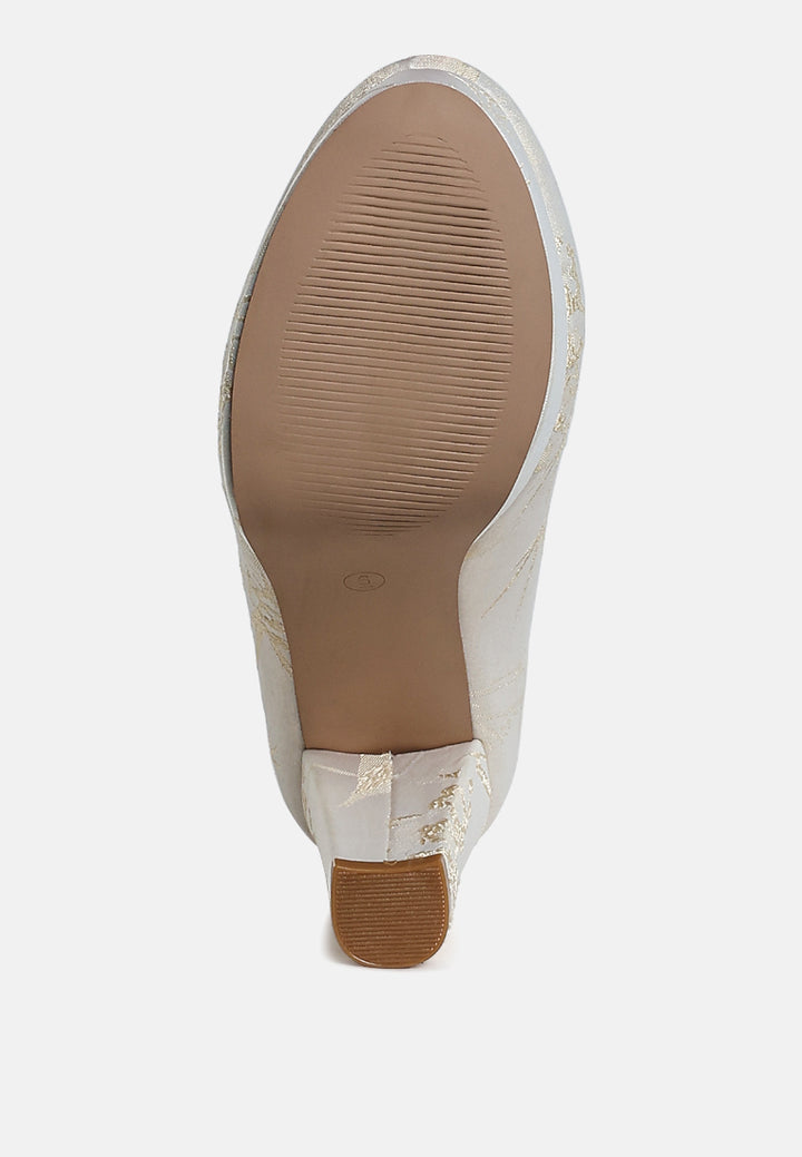 platform block heel pumps by mode#color_beige