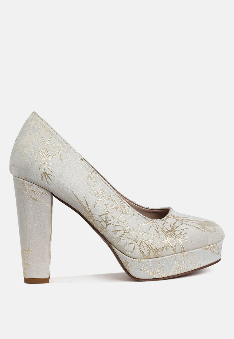 platform block heel pumps by mode#color_beige