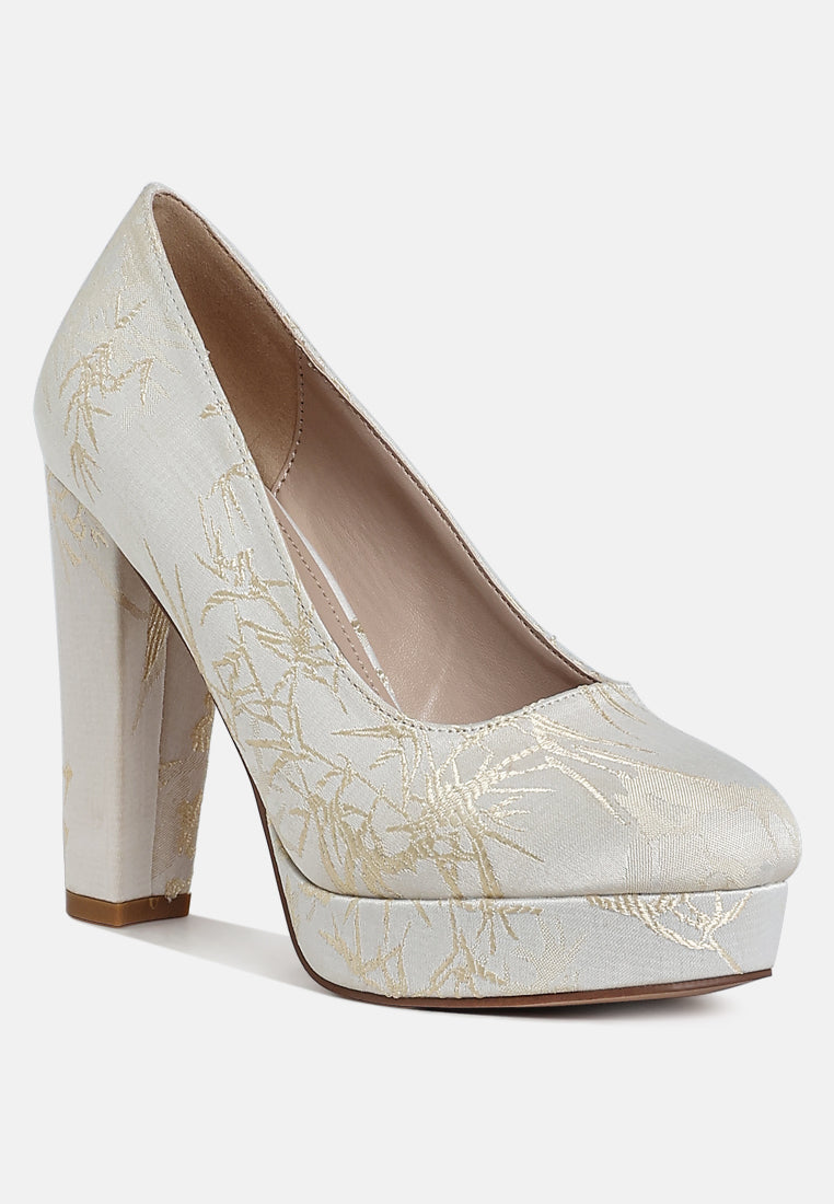 platform block heel pumps by mode#color_beige